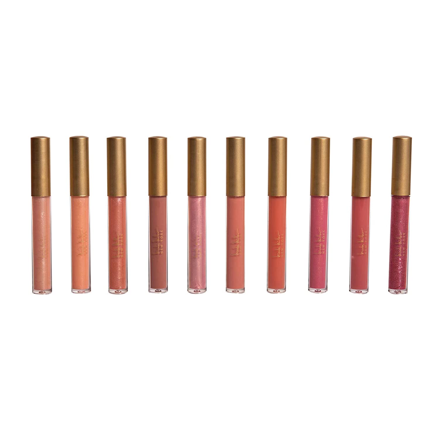 Nicole Miller Lip Gloss Collection- 10 Piece Lip Gloss Set in Bright Colors