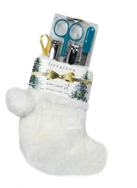 Live Green Holiday Manicure Set- 4 Piece Grooming Set with Nail Clippers, Scissors, and File in a Stocking