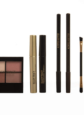 Ellen Tracy Eye Makeup Set with Eyeshadow Pallete, Eyeliner Pencils, Mascara, Eyebrow Pencil, and Brush