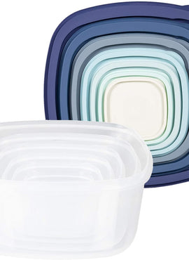 Cook with Color Square Food Storage Containers with Lids, Easy-Find Nesting Plastic Containers, 14 Piece Set