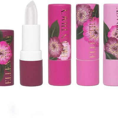 Ellen Tracy Four Piece Lip Balm Collection, Lip Softening Gift Set, Rose Gardenia, Water Lily, Cherry Blossom, and Spring Tulip Flavors