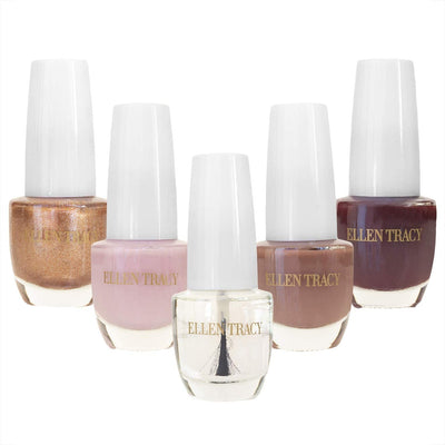 Ellen Tracy 5 Pack Nail Polish Collection - Fingernail Polish for Women and Girls, Glossy and Glitter Quick to Dry Nail Polish