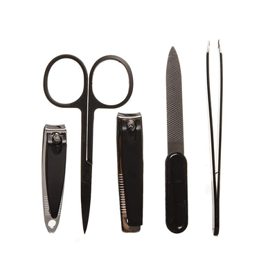Body Prescriptions Grooming Gift Set- 5 Piece Grooming Set with Tweezers, Nail Clippers, and File in a Holiday Stocking (Green Plaid)