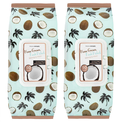 B.C. Beauty Concepts Makeup Remover Wipes, 50 Facial Cleaning Cloths, Gentle Facial Wipes Removes Makeup Mascara Dirt and Oil, Flip Top Pack (Coconut with Aloe & Vitamin C)