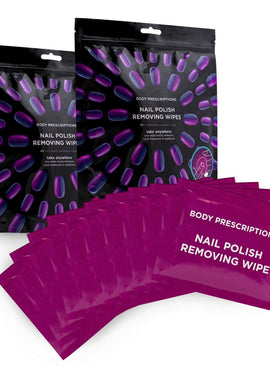 40 Nail Polish Remover Wipes - 2 pack (20 Count Each) of Nail Polish Remover Wipes Individually Wrapped by Body Prescriptions (Purple Packaging)