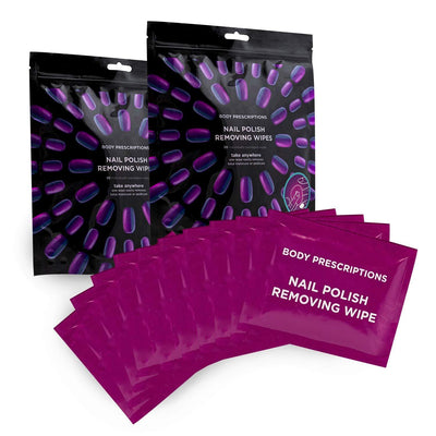 40 Nail Polish Remover Wipes - 2 pack (20 Count Each) of Nail Polish Remover Wipes Individually Wrapped by Body Prescriptions (Purple Packaging)