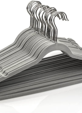 Michael Graves Design Ultra-Thin Non-Slip Velvet Clothing Hangers, Flocked & Durable, Closet Space Saving, for Garments, Suits, Dresses, Pants, Shirts, Coats, 25 Pack