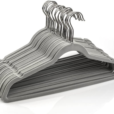 Michael Graves Design Ultra-Thin Non-Slip Velvet Clothing Hangers, Flocked & Durable, Closet Space Saving, for Garments, Suits, Dresses, Pants, Shirts, Coats, 25 Pack