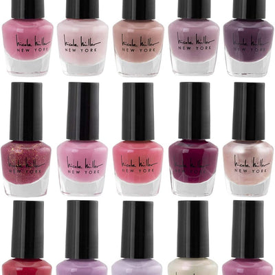 Nicole Miller Nail Polish Set, 15 Mini Nail Polish Colors, Polish Kit for Fingernails and Toenails