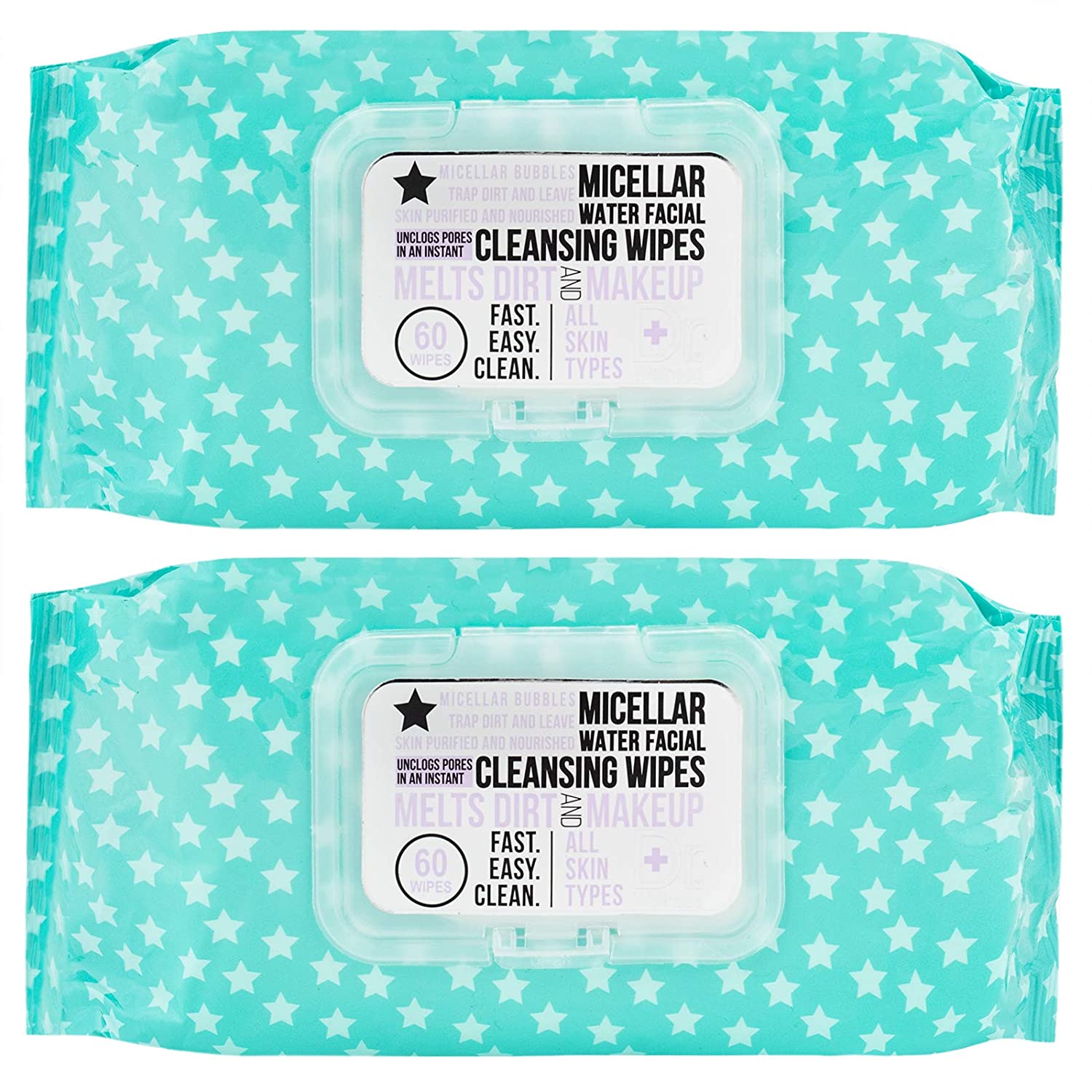 Dr. Wellness - 2 Pack (60 Count Each) Micellar Water Facial Cleansing Wipes