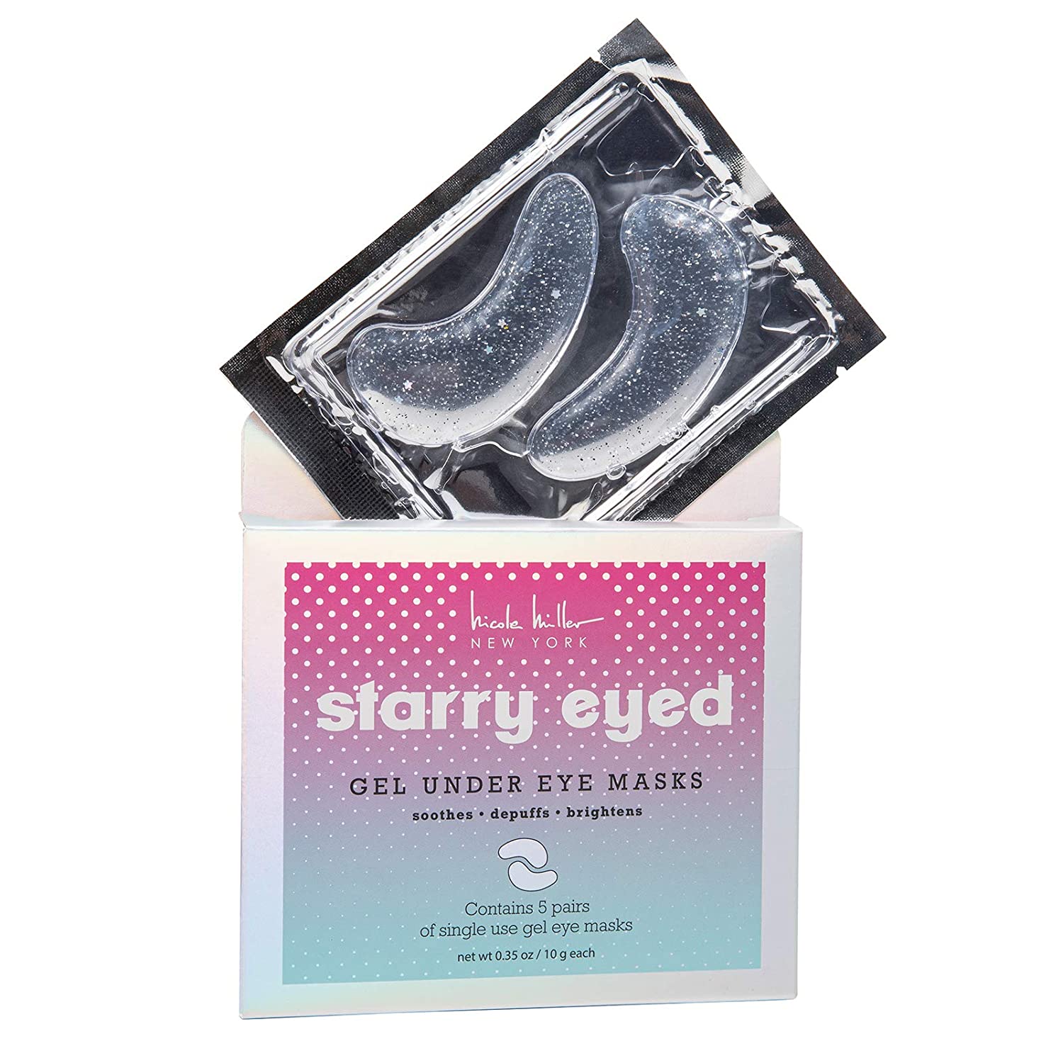 Nicole Miller Gel Under Eye Masks- Soothing Single Use Under Eye Patches for Puffy Eyes and Dark Circles, Set of 5 Pairs
