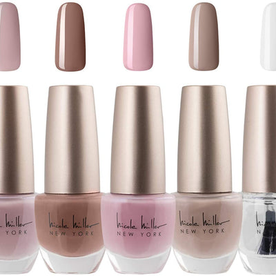 Nicole Miller Nail Polish Set, 5 Piece Nude Nail Polish Collection, Quick Dry Nail Polish for Women and Girls