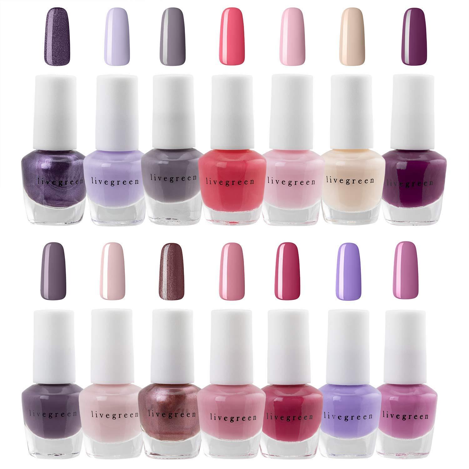 Live Green Nail Polish Set - 14 Mini Nail Polish Colors, Polish Kit for Fingernails and Toenails, 0.12 Fl Oz Each