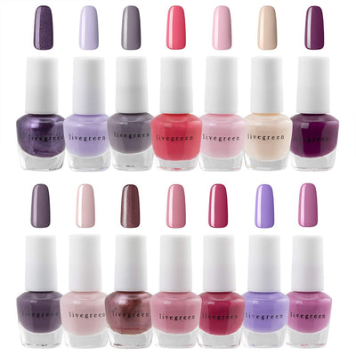 Live Green Nail Polish Set - 14 Mini Nail Polish Colors, Polish Kit for Fingernails and Toenails, 0.12 Fl Oz Each