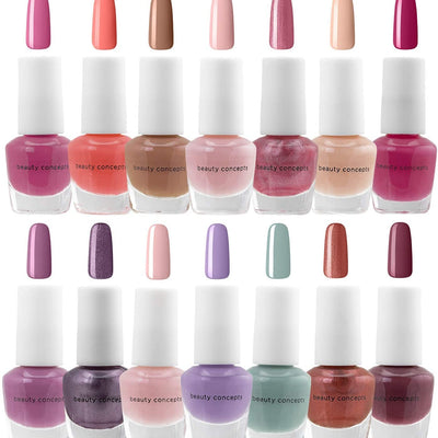 B.C. Beauty Concepts Nail Polish Set - 14 Mini Nail Polish Colors, Polish Kit for Fingernails and Toenails