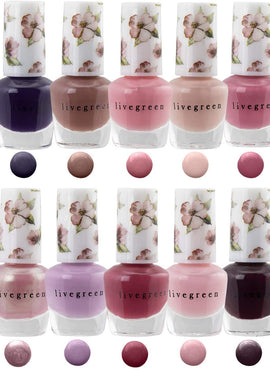 Live Green Nail Polish Set - 10 Mini Nail Polish Colors, Polish Kit for Fingernails and Toenails