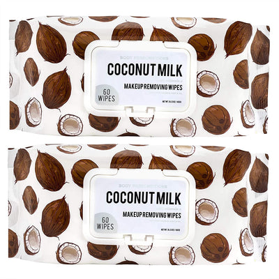 Body Prescriptions Coconut Milk with Vitamin C Wipes & Makeup Remover Wipes - 2 Pack (60 Count Each) of Gentle Facial Cleansing Wipes Flip Top Pack