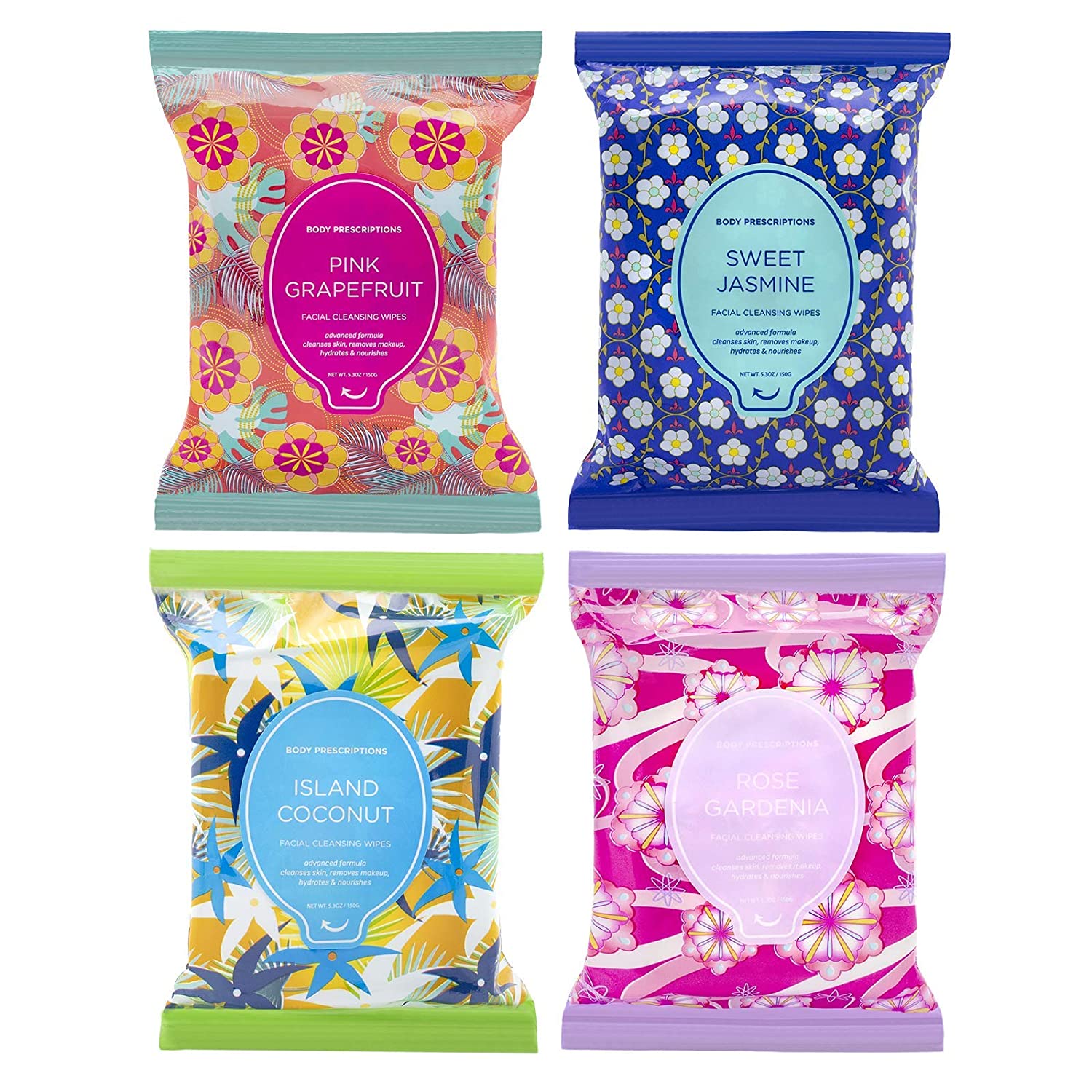 4 pack facial wipes by Body Prescriptions